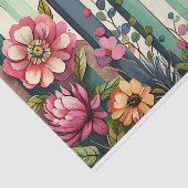 Waterverf Streep Paarse Groene Bloemen Decoupage Tissuepapier (Detail)