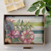 Waterverf Streep Paarse Groene Bloemen Decoupage Tissuepapier (Geschenk)