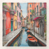 Waterverf Street in Venetië Glazen Onderzetter (Voorkant)