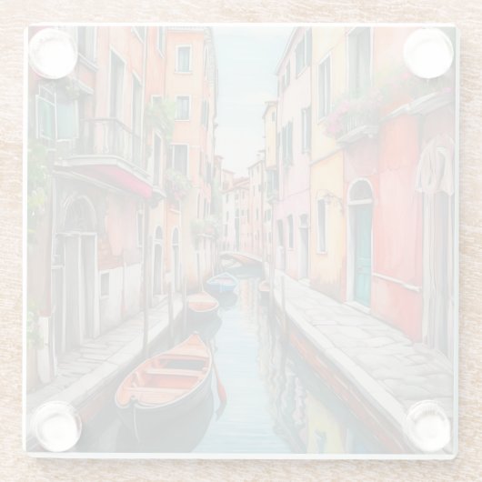 Waterverf Street in Venetië Glazen Onderzetter (Achterkant)