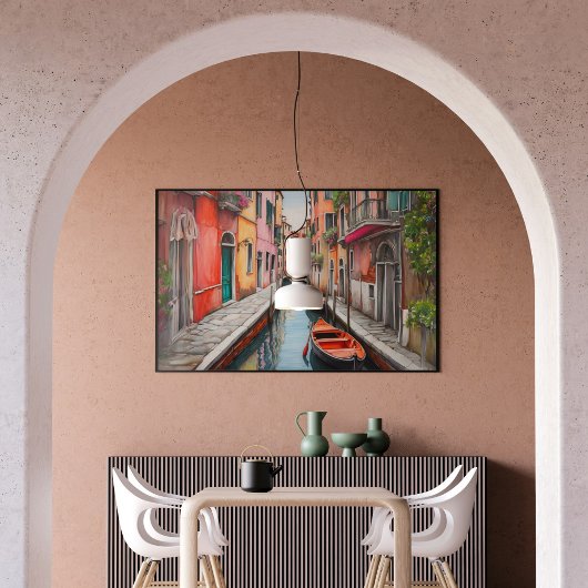 Waterverf Street in Venetië Landschap Poster