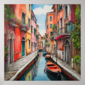 Waterverf Street in Venetië Plein Poster (Voorkant)