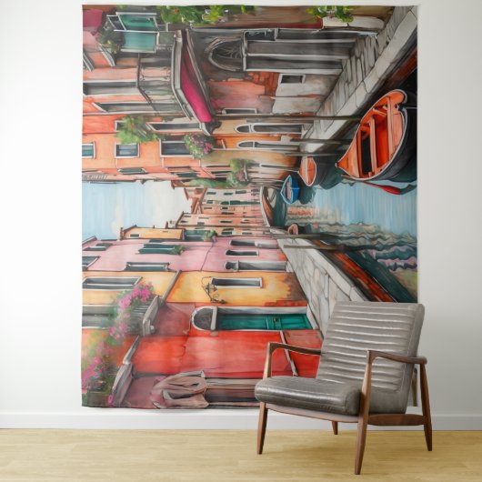 Waterverf Street in Venetië Wandkleed (In situ)