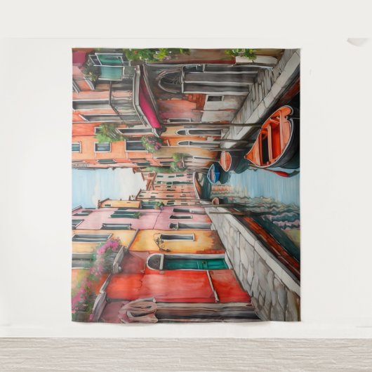 Waterverf Street in Venetië Wandkleed (Voorkant)