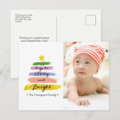 Waterverf streken, kerstboom, ster, foto feestdagenkaart (Voorkant / Achterkant)