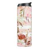 Waterverf Strepen en Bloemen met Gouden Stippen Thermosbeker (Gedraaid links)