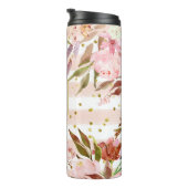 Waterverf Strepen en Bloemen met Gouden Stippen Thermosbeker (Geroteerd rechts)