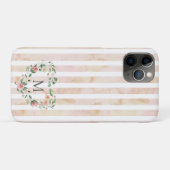 waterverf strepen florale borstmonogram Case-Mate iPhone case (Achterkant (horizontaal))