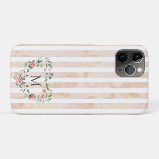 waterverf strepen florale borstmonogram Case-Mate iPhone case (Achterkant (horizontaal))