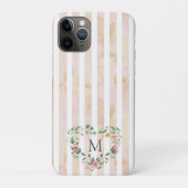 waterverf strepen florale borstmonogram Case-Mate iPhone case (Achterkant)