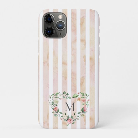 waterverf strepen florale borstmonogram Case-Mate iPhone case (Achterkant)