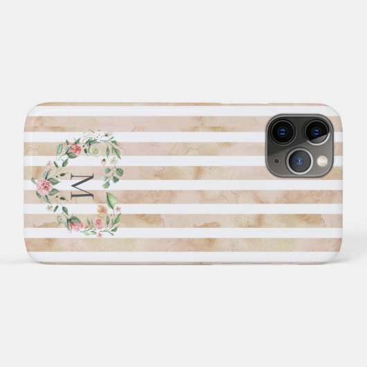 waterverf strepen florale borstmonogram Case-Mate iPhone case (Achterkant (horizontaal))
