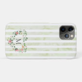 waterverf strepen florale borstmonogram Case-Mate iPhone case (Achterkant (horizontaal))