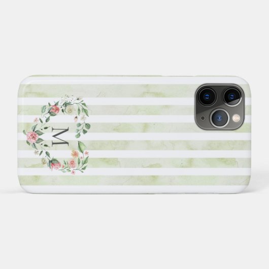 waterverf strepen florale borstmonogram Case-Mate iPhone case (Achterkant (horizontaal))