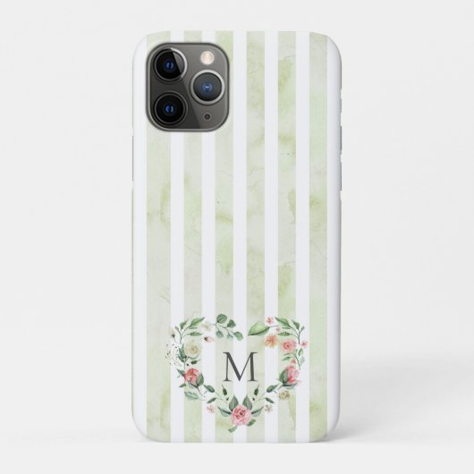 waterverf strepen florale borstmonogram Case-Mate iPhone case (Achterkant)