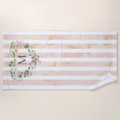 waterverf strepen florale borstmonogram strandlaken (Voorkant)