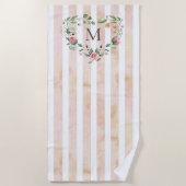 waterverf strepen florale borstmonogram strandlaken (Voorkant)