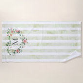 waterverf strepen florale borstmonogram strandlaken (Voorkant)