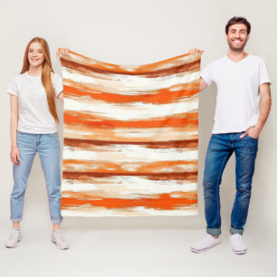 Waterverf strepen in koffie en Oranje tinten Fleece Deken