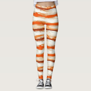 Waterverf strepen in koffie en Oranje tinten Leggings