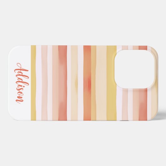 Waterverf strepen met naam iPhone hoesje (Achterkant horizontaal)