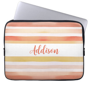 Waterverf strepen met naam laptop sleeve