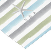 Waterverf strepen monogram rustige strandbruiloft korte tafelloper (Hoek)