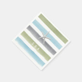 Waterverf strepen monogram rustige strandbruiloft servetten (Hoek)