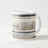 Waterverf Strepen Neutrale Kleuren Grote Koffiekop (Voorkant rechts)