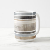 Waterverf Strepen Neutrale kleuren Koffiemok (Voorkant rechts)