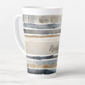 Waterverf Strepen Neutrale kleuren Latte Mok (Linkerhoek)