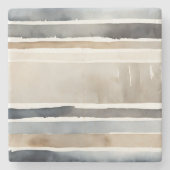 Waterverf Strepen Neutrale kleuren Stenen Onderzetter (Voorkant)