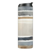 Waterverf Strepen Neutrale kleuren Thermosbeker (Gedraaid links)