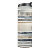 Waterverf Strepen Neutrale kleuren Thermosbeker (Gedraaid links)