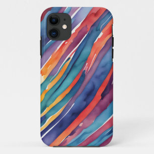 Waterverf Strepen Oranje, Roze Blauw Groen Paars Case-Mate iPhone Case