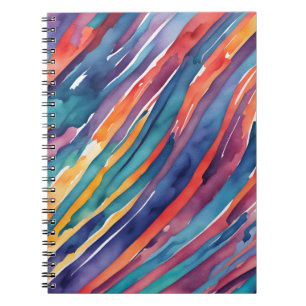 Waterverf Strepen Oranje, Roze Blauw Groen Paars Notitieboek