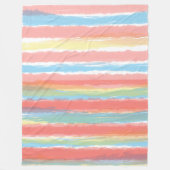 Waterverf Strepen Roze Blauw Geel Fleece Deken (Voorkant)