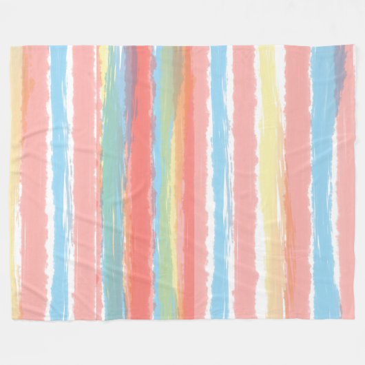 Waterverf Strepen Roze Blauw Geel Fleece Deken (Voorkant (Horizontaal))