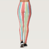 Waterverf Strepen Roze Blauw Geel Leggings (Achterkant)