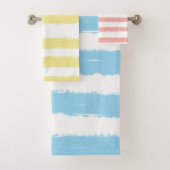 Waterverf Strepen Roze Geel Blauw Wit Bad Handdoek (Insitu)