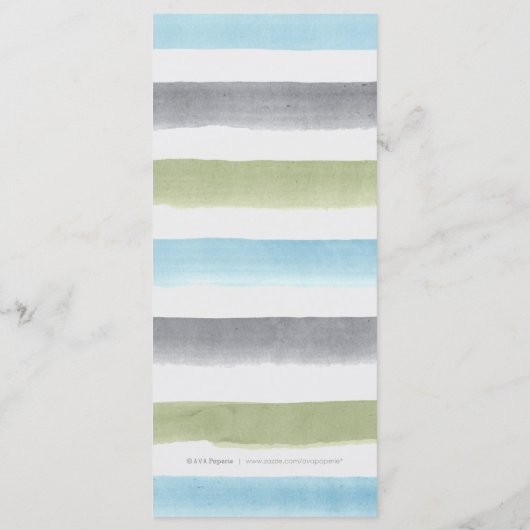 Waterverf strepen rustiek strand bruiloft menu (Achterkant)