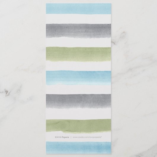 Waterverf strepen rustiek strand bruiloft menu (Achterkant)