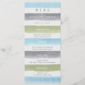 Waterverf strepen rustiek strand bruiloft menu (Voorkant)