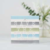 Waterverf strepen strand bruiloft opslaan van de d save the date (Staand voorkant)