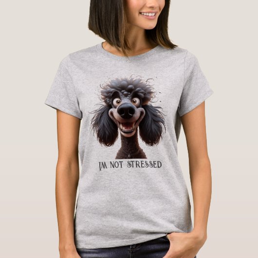 Waterverf Stressed Poodle Fun Dog Pet Animal T-shirt (Voorkant)