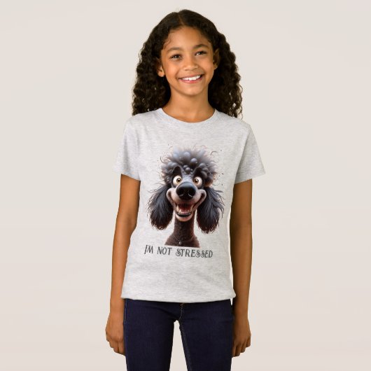 Waterverf Stressed Poodle Fun Dog Pet Animal T-shirt (Voorkant volledig)