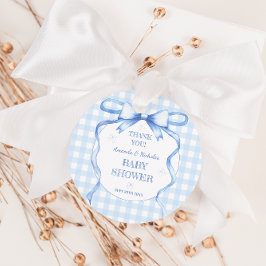 Waterverf strik blauw baby jongen douche dank u bedankjes labels