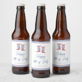 Waterverf Strik Bogen 4 Juli Bier Etiket (Flessen)