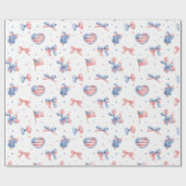 Waterverf Strik Bogen 4 Juli Patroon Cadeaupapier (Vlak)