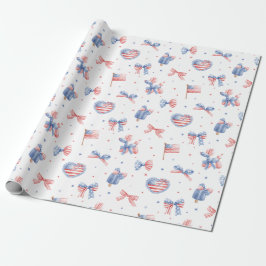 Waterverf Strik Bogen 4 Juli Patroon Cadeaupapier